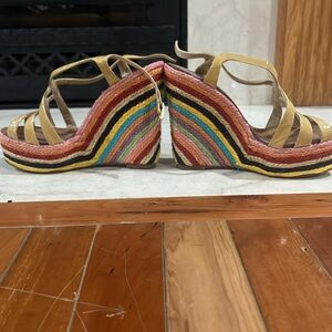 Retro KATE SPADE WEDGE RAINBOW HEELS SIZE 6 WORN ONCE!